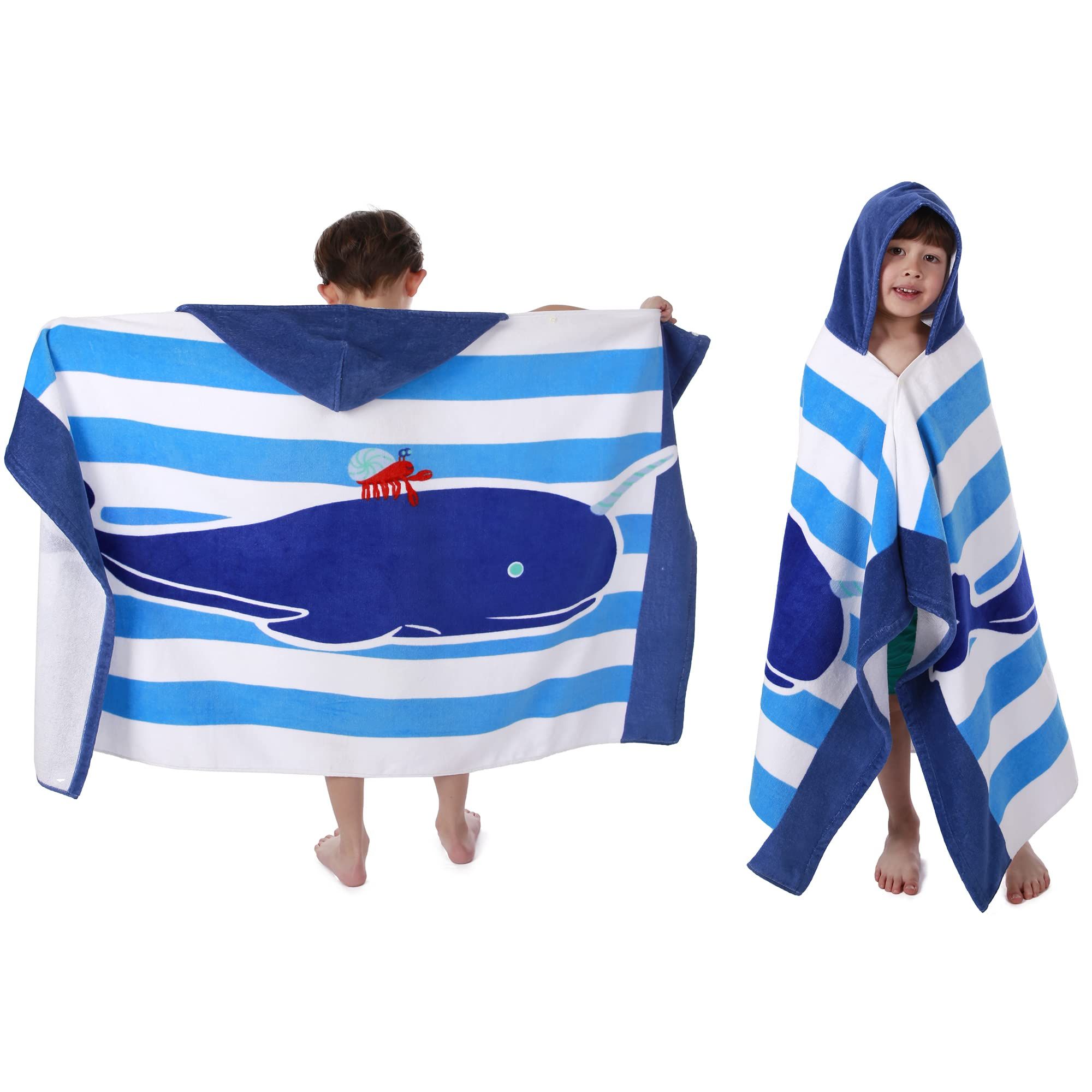 Kids Hooded Beach Bath Towel, Baby Surf Poncho Toddlers Soft Real Cotton Wrap Changing Robe for B... | Amazon (US)