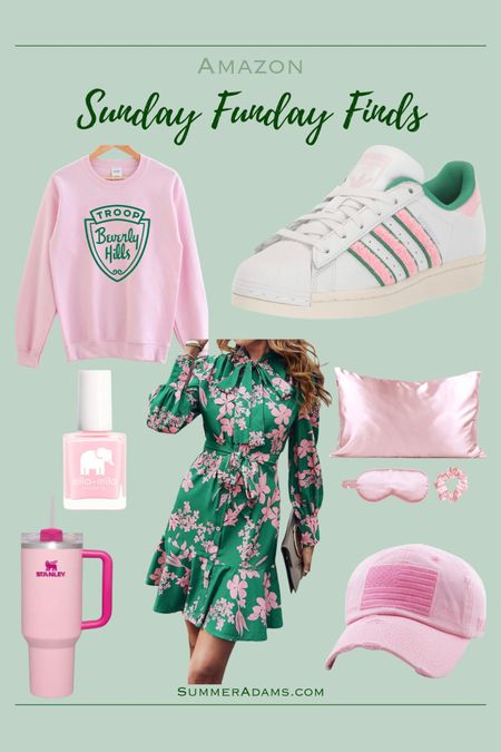 Fun finds this Sunday evening! I love all the pink and green and these make for great Christmas gifts.

Non-toxic nail polish 
Women’s Adidas
Amazon fashion 
Troop Beverly Hills Sweatshirt
Pink flamingo Stanley
Kitsch silk pink pillowcase scrunchie and eye mask
Pink American flag hat 

#LTKfindsunder50 #LTKshoecrush #LTKGiftGuide