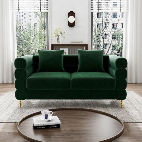 Wrofly Cloud Couch for Living Room, 59" Modern Overstuffed Deep Seat Velvet Loveseat Sofa with 2 ... | Amazon (US)