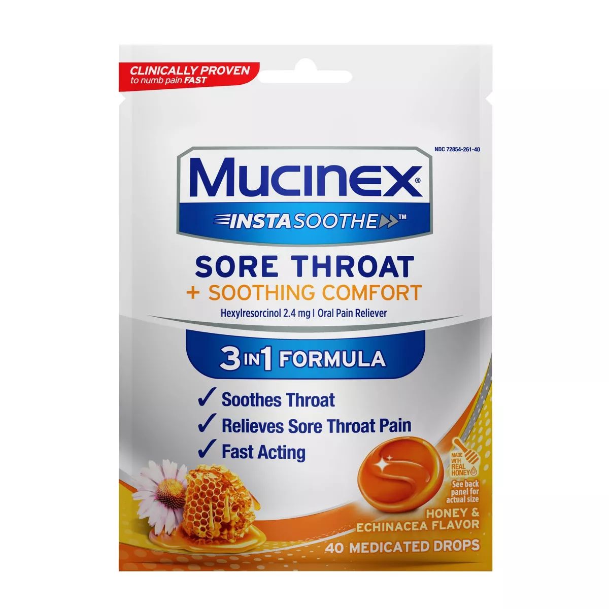 Mucinex Instasoothe Sore Throat Medicated Drops - Honey & Echinacea - 40ct | Target