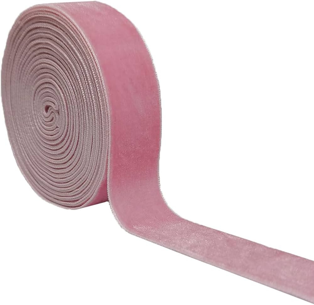 Wedding Christmas Valentin's Day Gift Box DIY Craft Decor Velvet Ribbon (Pink, 1''x2Yards) | Amazon (US)