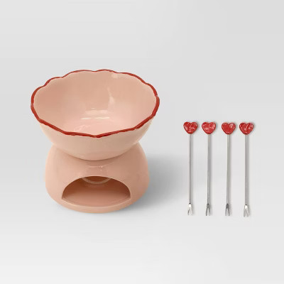4pk Stoneware Fondue Set with Forks - Threshold™ | Target