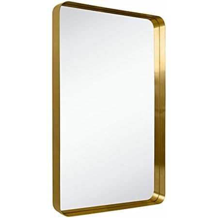 GRACTO 24x36 inch Gold Stainless Steel Metal Framed Bathroom Mirror for WallRounded Rectangular Bath | Amazon (US)