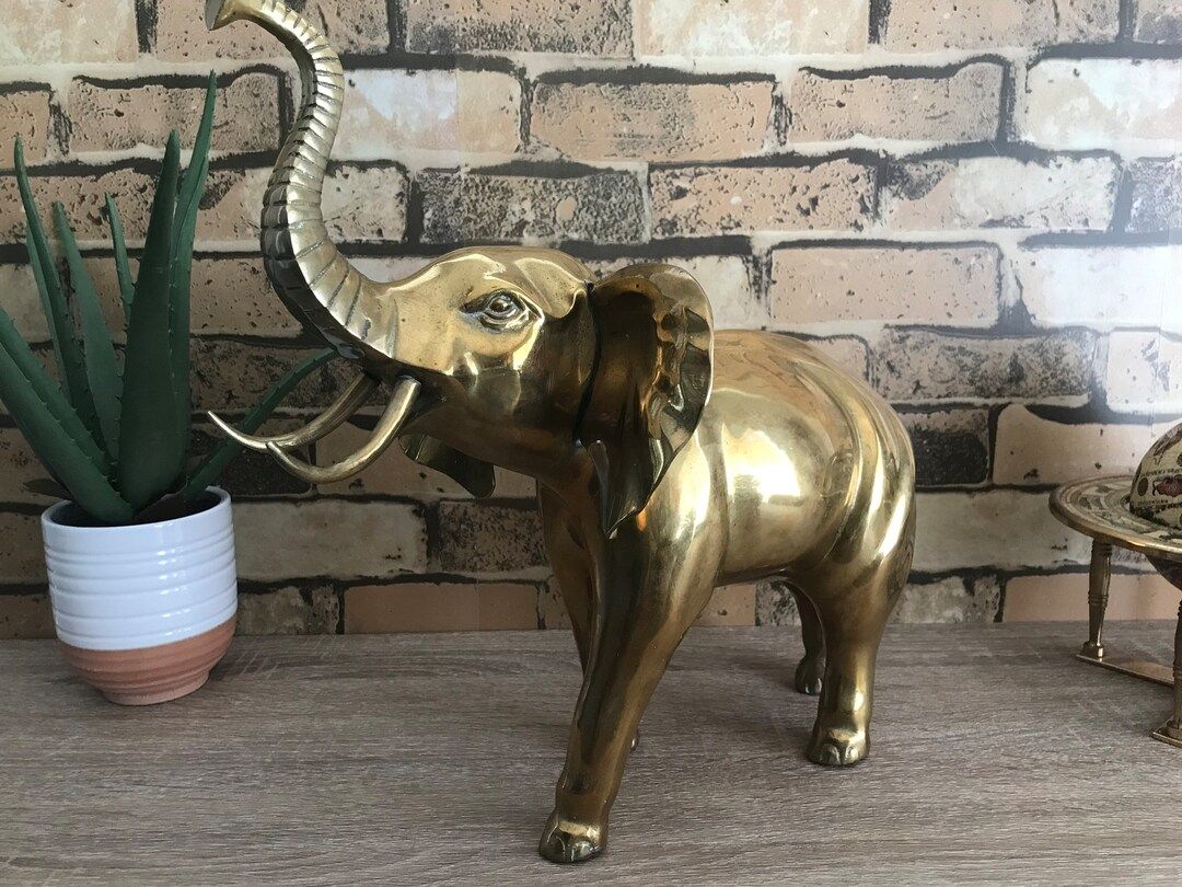 Large Brass Elephant Sculpture Good Luck Brass Elephant - Etsy | Etsy (US)