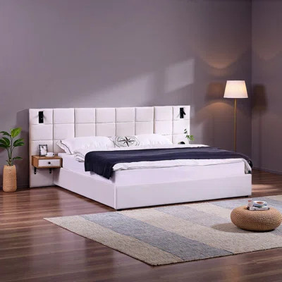 King Size Storage Velvet Upholstered Hydraulic Platform Bed With 2 Shelves, 2 Reading Lamps And USB Port | Wayfair North America