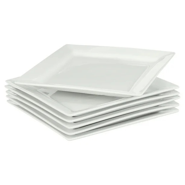 Better Homes & Gardens Square Dinner Plates, White, Set of 6 | Walmart (US)