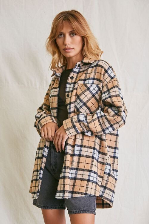 Plaid Drop-Sleeve Shacket | Forever 21 (US)
