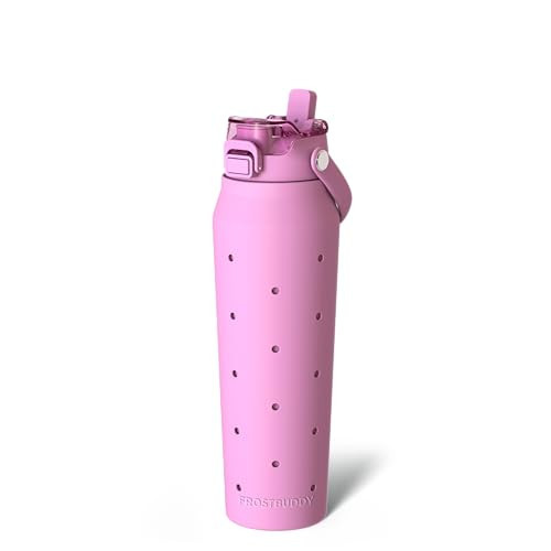 Frost Buddy 32 oz Insulated Stainless Steel Water Bottle with Silicone Sleeve - Customizable with Budz Charms | Straw & Chug Lid, Leak-Proof & Cup Holder Friendly | Amazon (US)