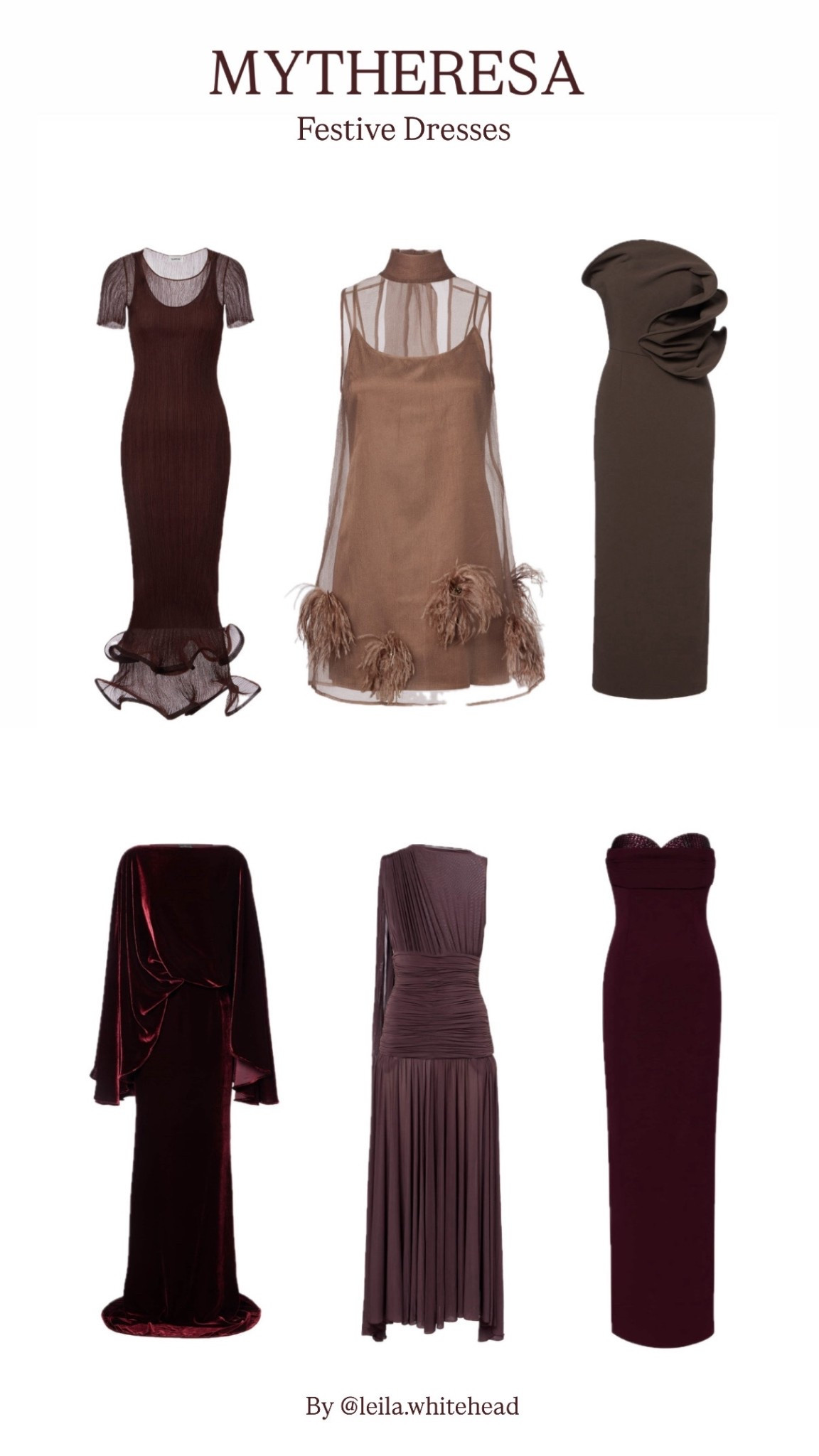 Sharing some of my favourite dresses for the upcoming festive season and beyond - rich chocolate and burgundy tones to flatter everybody - and the perfect styles if you’re looking to avoid sequins at this time of year!

#mytheresa @mytheresa

#LTKuk #LTKluxury #LTKfestive