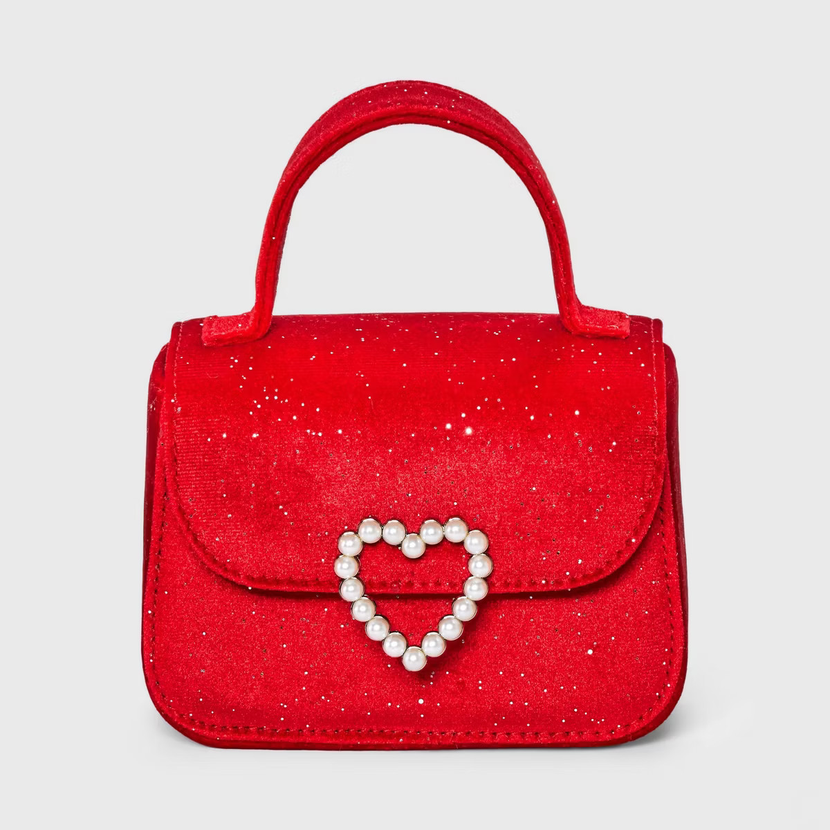 Girls' Glitter Pearl Heart Holiday Purse - Cat & Jack™ Red | Target