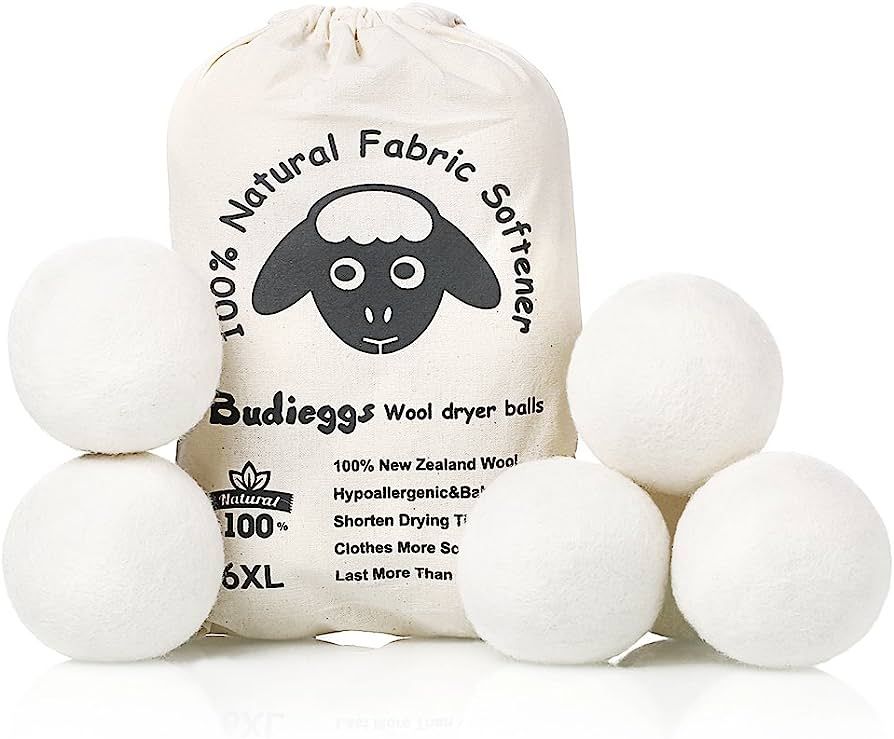 Wool Dryer Balls Organic XL 6-Pack, 100% New Zealand Chemical Free Fabric Softener for 1000+ Load... | Amazon (US)