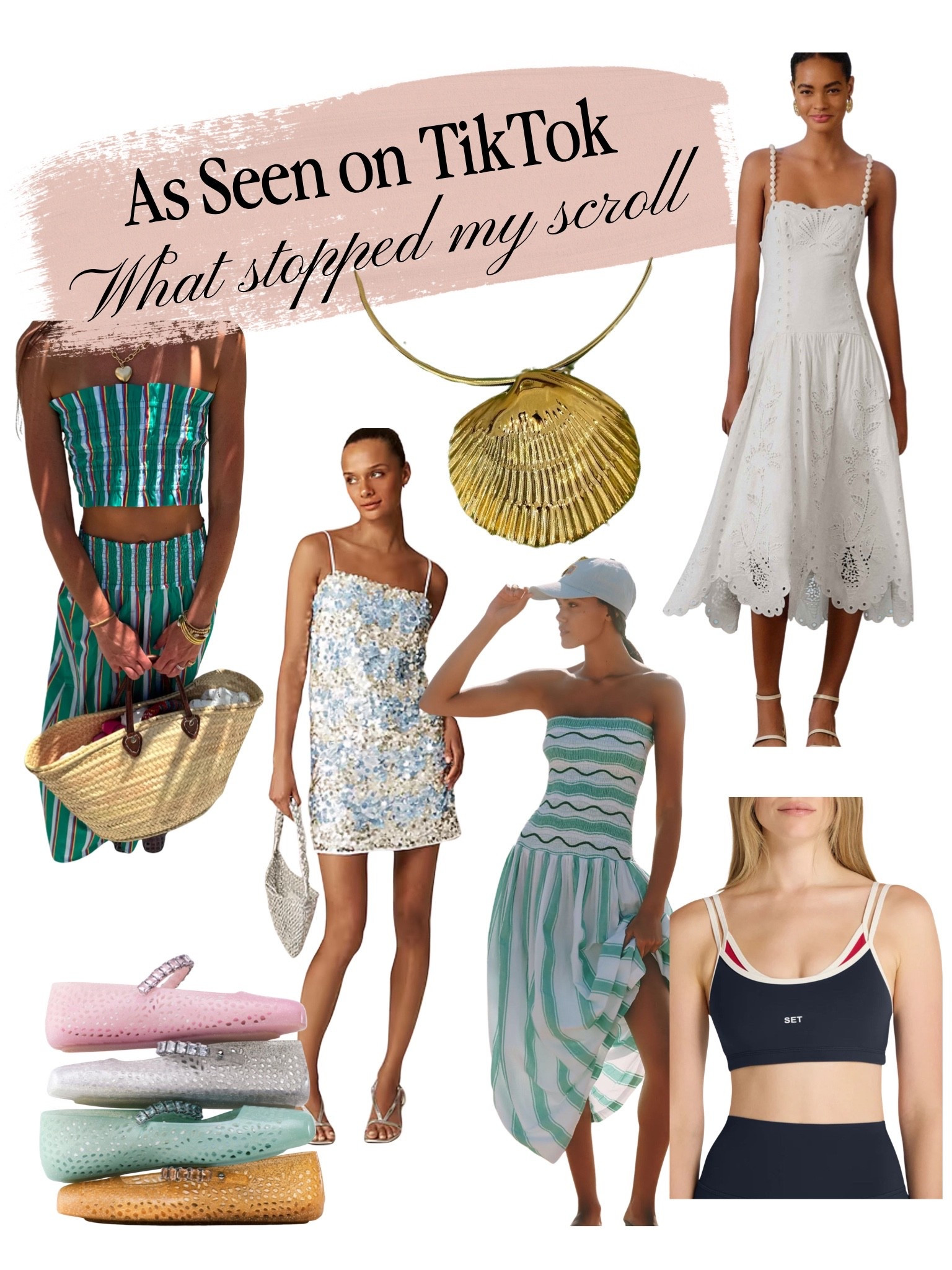 Summer wishlist/finds!  Sundresses, bachelorette dress, rehearsal dinner dress, shell necklace, activewear, jelly shoes 

#LTKStyleTip #LTKSwim #LTKWedding