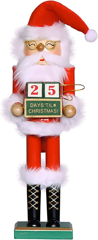 15" Christmas Decorative Nutcracker, Santa Claus with Count Down Calendar Cubes Handmade Wooden P... | Amazon (US)