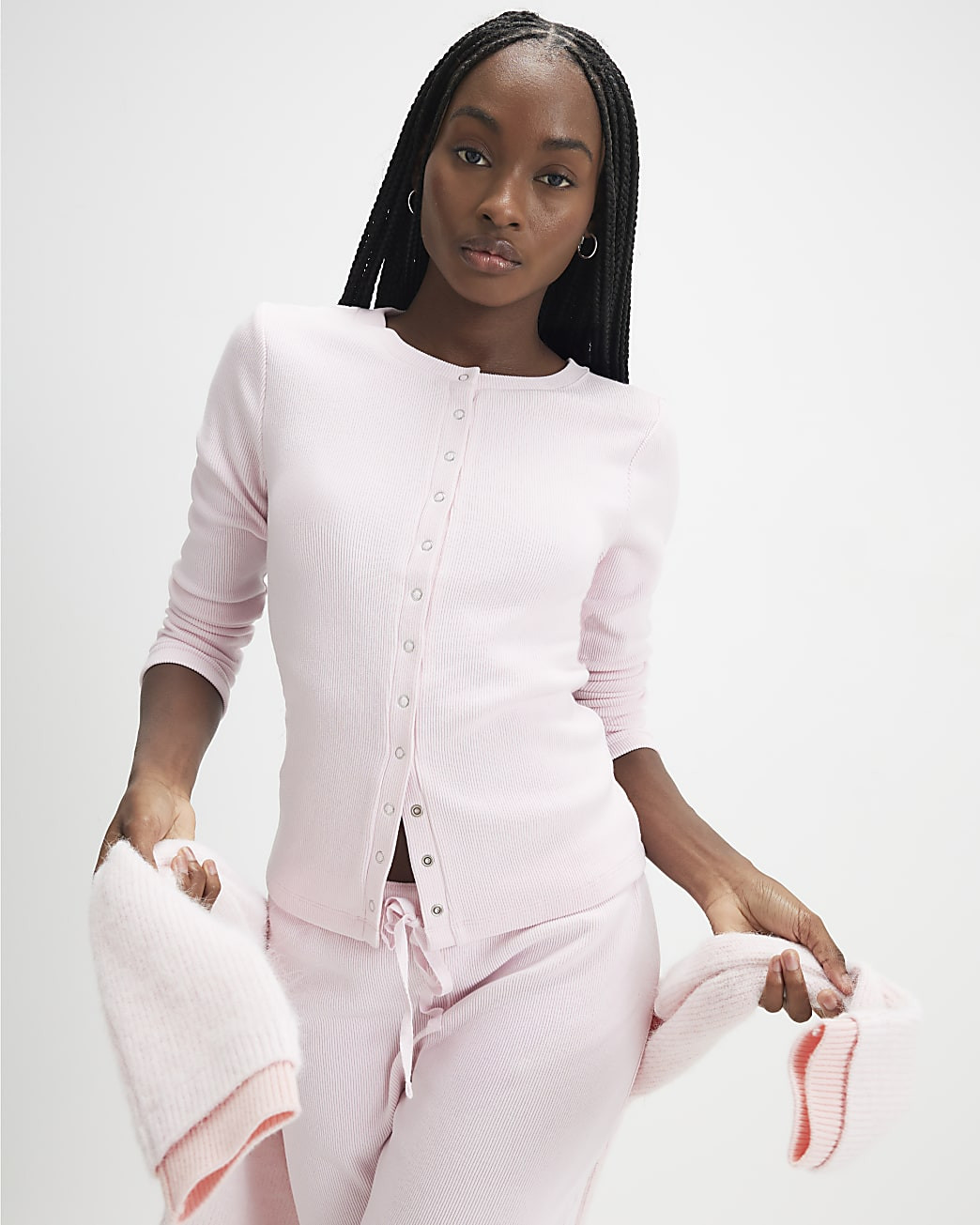 Pink Cardigan and Trousers Loungewear Set | River Island UK & IE