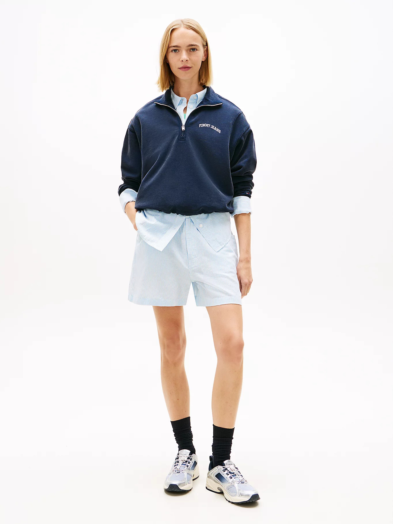 Linen Blend Five-Pocket Shorts | Blue | Tommy Hilfiger | Tommy Hilfiger UK