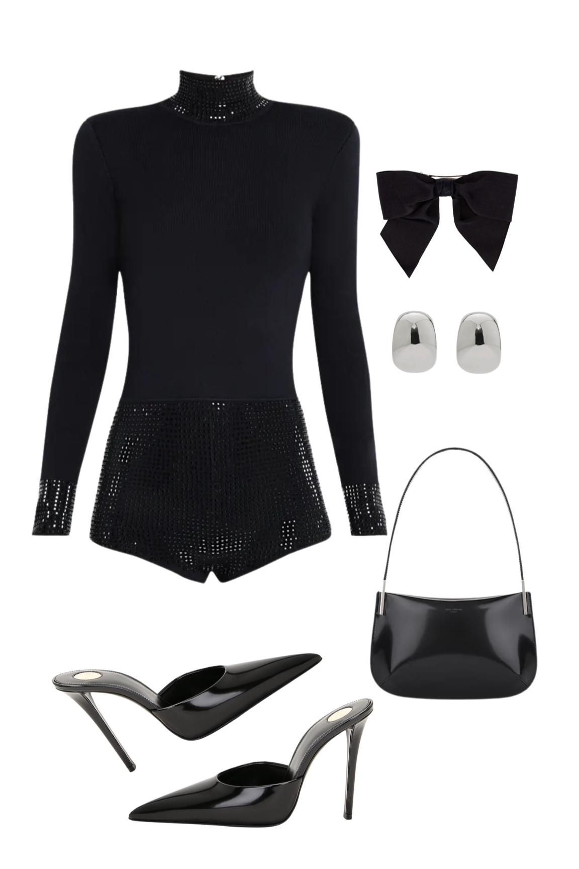 New years eve or holiday party outfit -  this rhinestone turtleneck romper is the perfect mix of glitz and glam to ring in 2025!  I linked similar shoes for less $! 

#LTKHoliday #LTKSeasonal #LTKParties