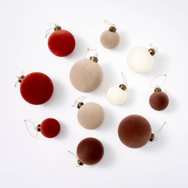 Set of 11 Large Velvet Tree Ornaments Red - Threshold™ designed with Studio McGee | Target