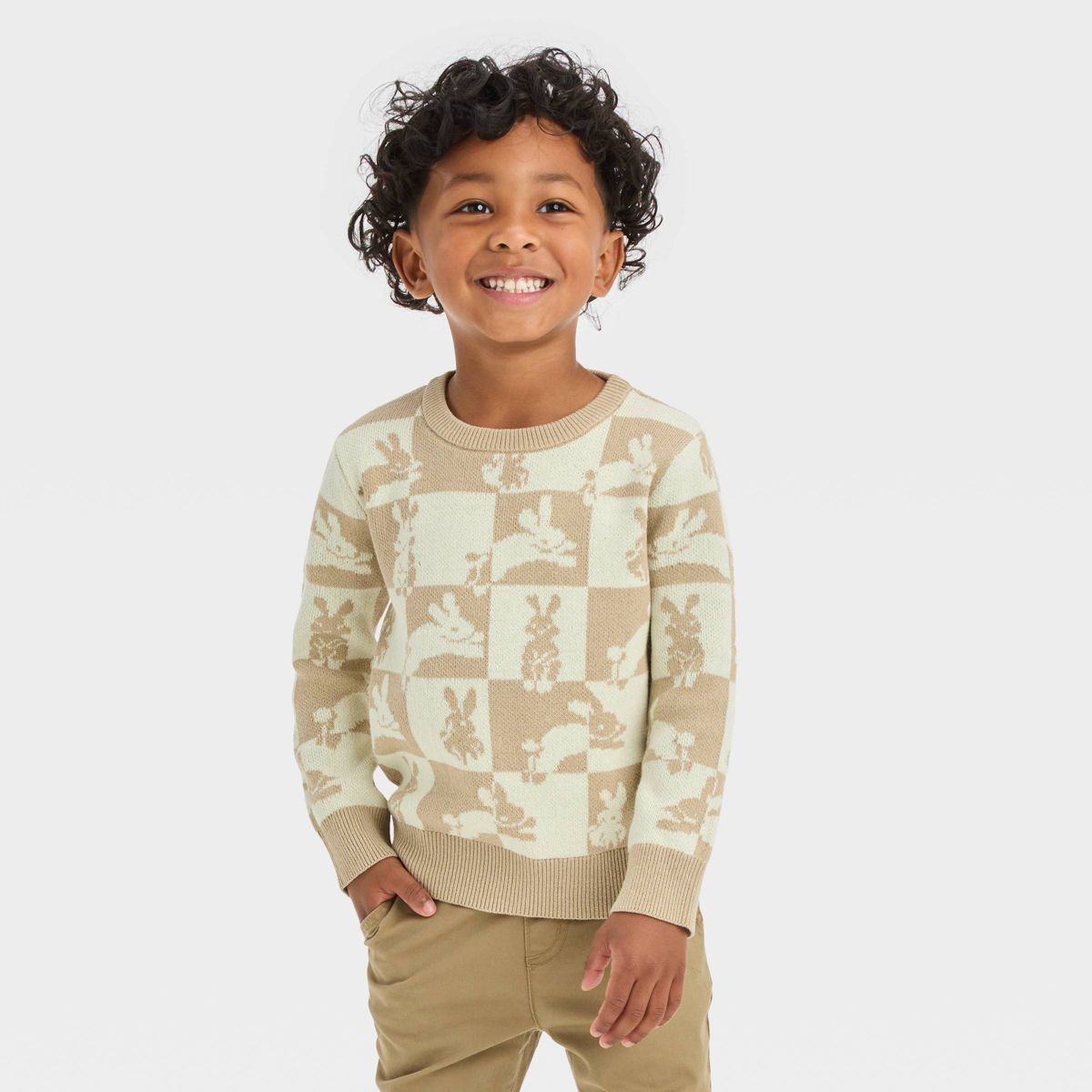 Toddler Boys' Bunny Sweater - Cat & Jack™ Beige 5T | Target