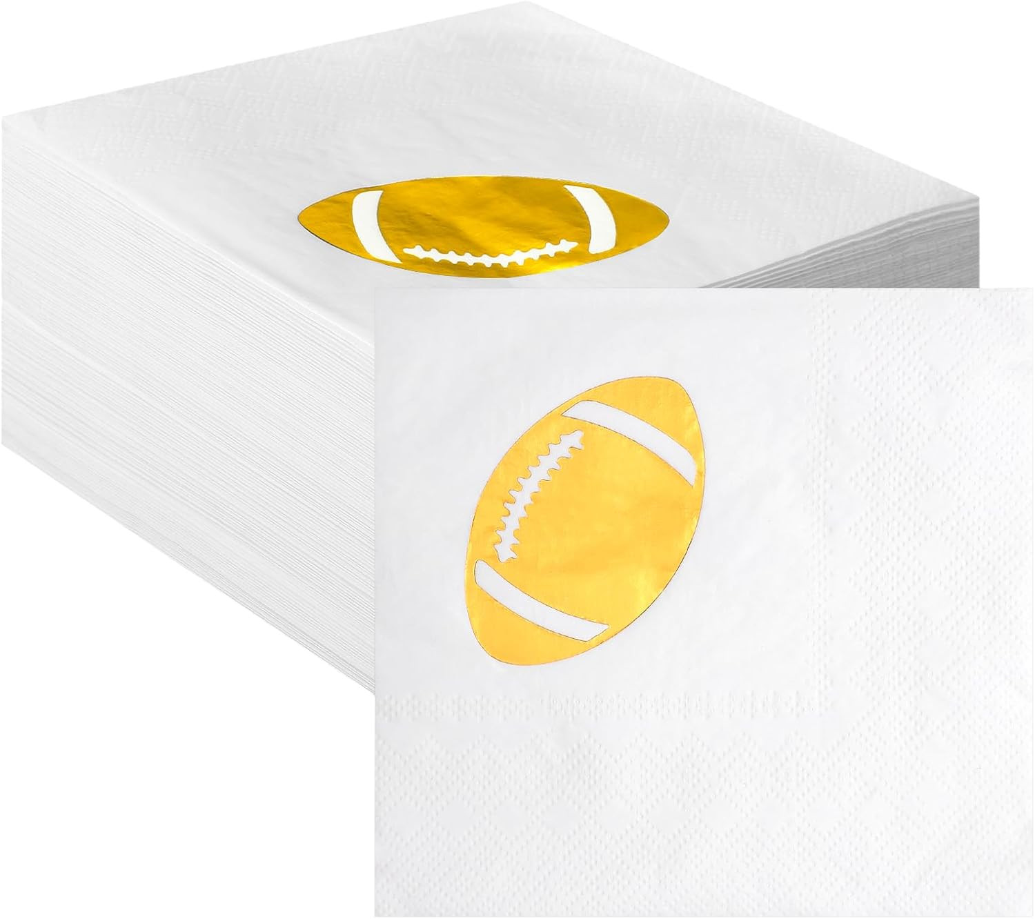 Lerheedi 100 Pcs Football Cocktail Napkins, 5 Inches Gold Foil Disposable 3-ply Football Themed Napkins for Game Day Tailgates, Watch Parties and Fall Entertaining | Amazon (US)