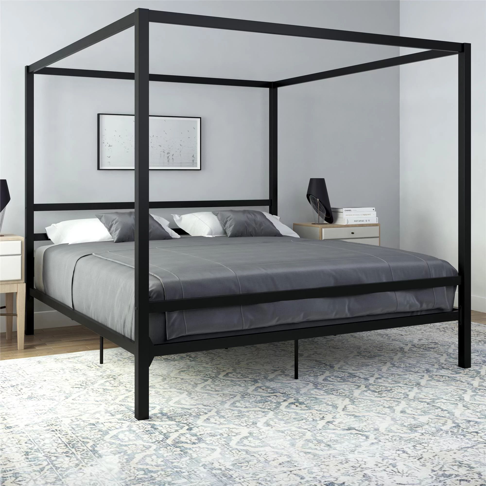 DHP Modern Metal Canopy Platform Bed Frame, King, Black | Walmart (US)