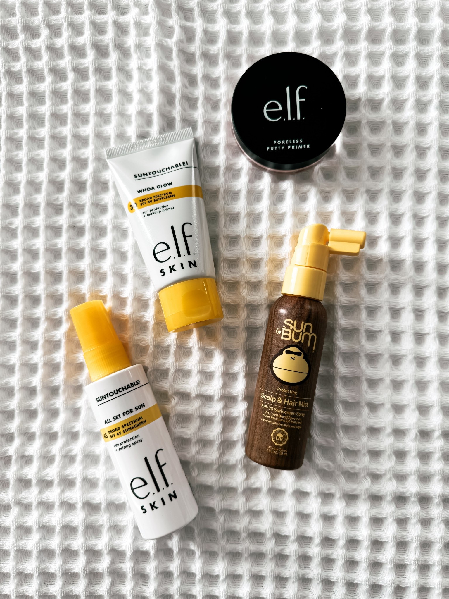 Summer stock up of all the essentials. 
I’ve been using this Sun Bum Scalp & Hair Mist for years to make sure my scalp doesn’t burn. Does not leave your hair feeling greasy at all. 

Sunscreen • Woah Glow • ELF Cosmetics • Poreless Putty Primer • Setting Spray • Scalp & Hair Mist • Summer Essentials • Sun Protection 

#LTKOver40 #LTKTravel #LTKBeauty