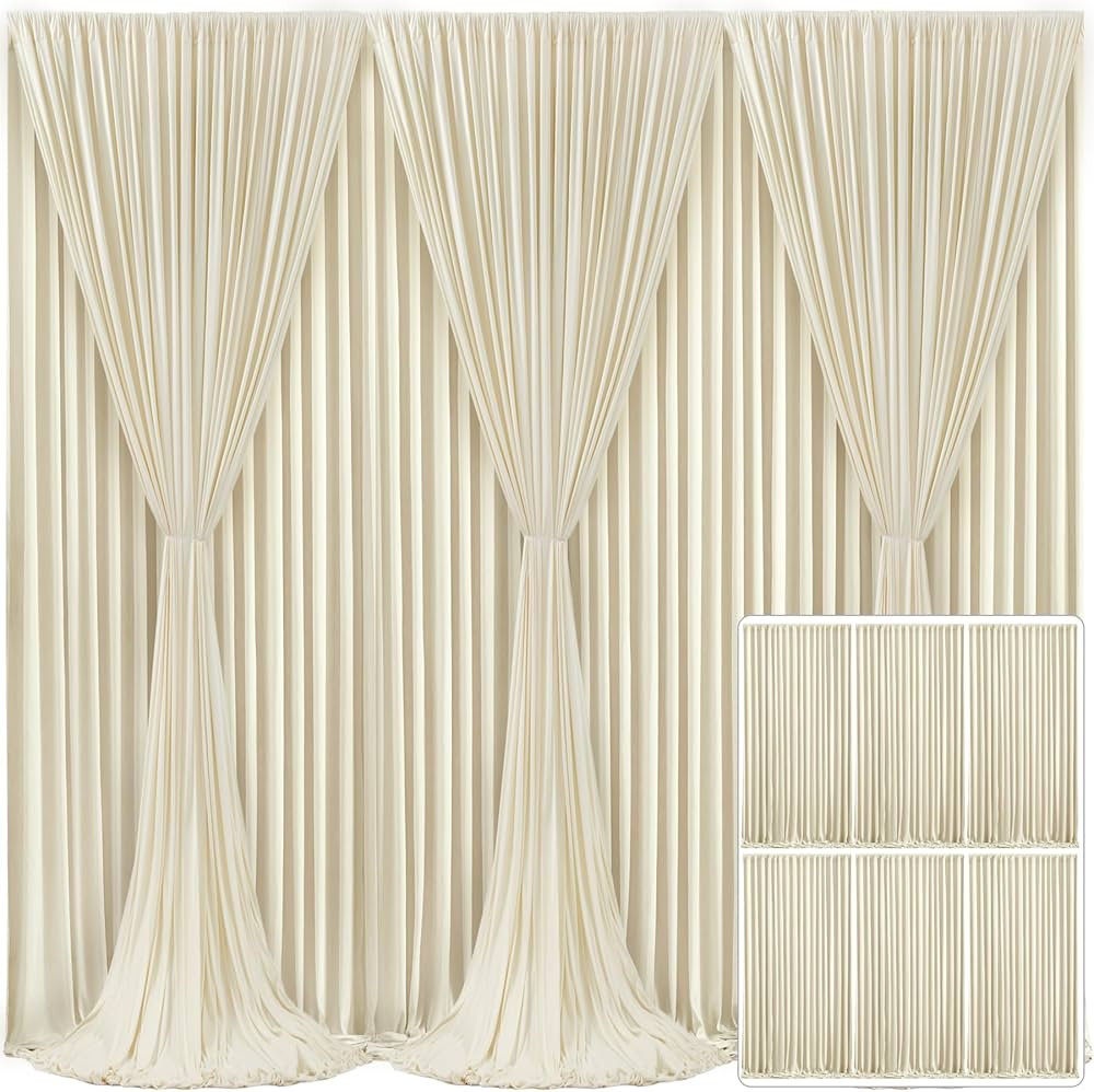 Tao-Ge 6 Panels Beige Backdrop Curtain for Wedding Parties Wrinkle Free Beige Photo Curtains Back... | Amazon (US)
