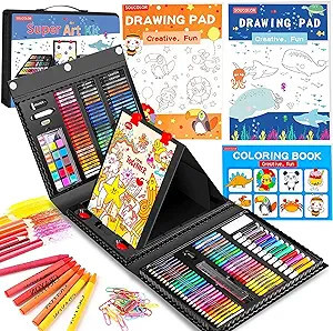 Soucolor Art Supplies, 283 Pieces Drawing Set Art Kits with Trifold Easel, 2 Drawing Pads, 1 Colo... | Amazon (US)