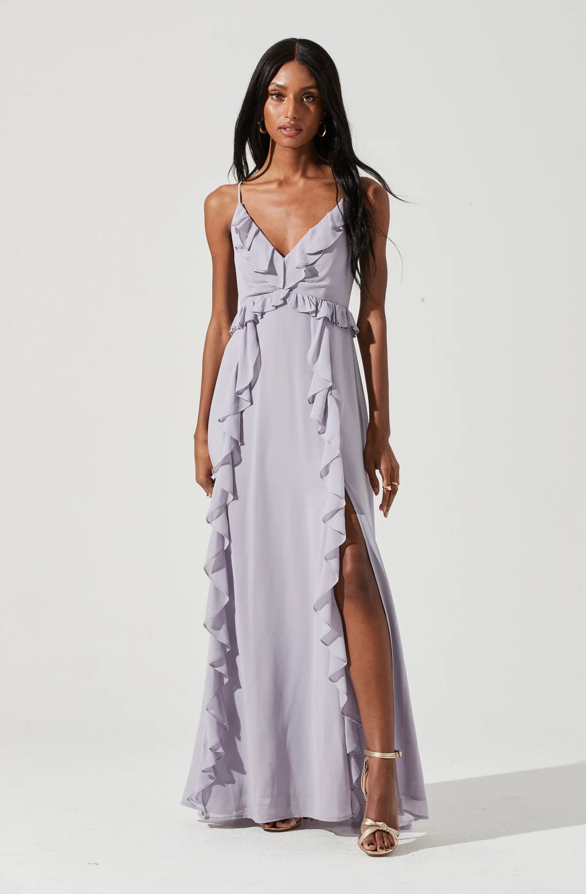 Adoria Ruffle Side Slit Maxi Dress | ASTR The Label (US)