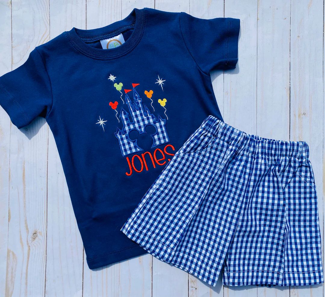 Personalized Little Boys Navy Castle Outfit - Etsy | Etsy (US)