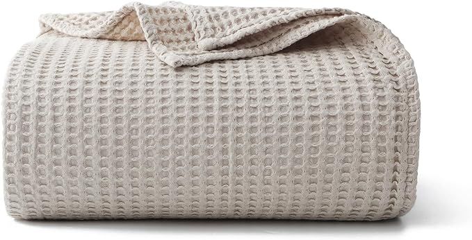100% Cotton Waffle Blanket (Khaki - King Size - 104 * 90''), Pre-Washed and Anti-Shrinkage Soft L... | Amazon (US)