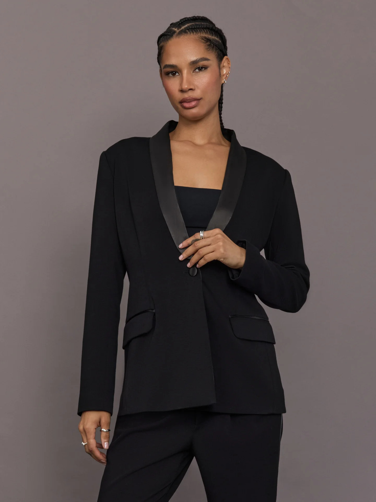Carbon38 Tuxedo Blazer In Scuba - Black - Size M | Carbon38