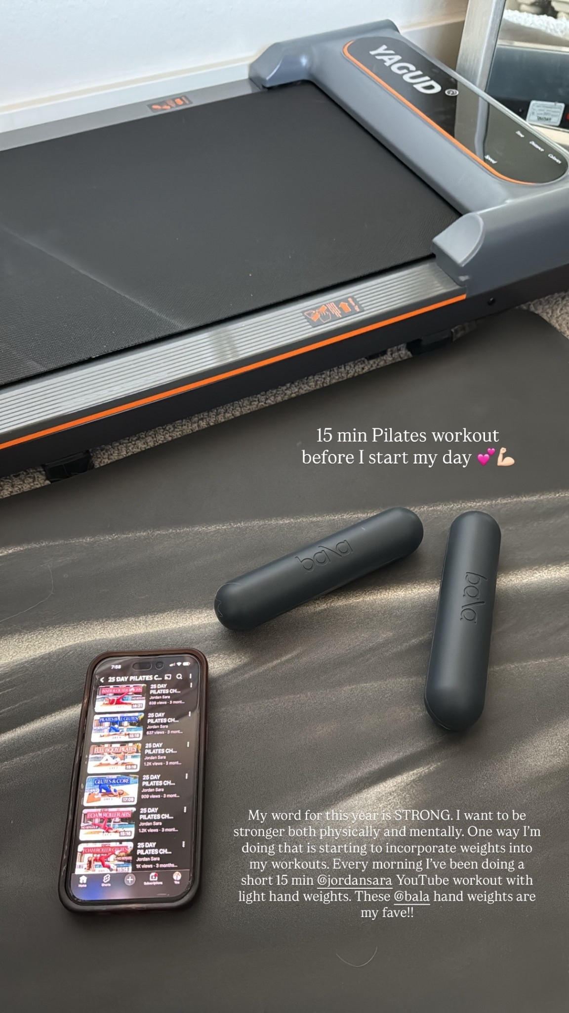 My favorite hand weights and Amazon walking pad under $100! Goes up to 3.8 speed!

These Bala hand weights are 2 lbs and are perfect for adding a little bit of weight to your workouts! I’ve been doing Jordan Sara pilates workouts on YouTube every morning and try to incorporate weights whenever I can! 

Sharing more wellness essentials for your daily routine below!

Morning routine, new year routine, daily routine, daily workout routine, workout essentials, wellness routine, walking pad, Bala bangles, thick yoga mat, lululemon yoga mat

#LTKActive #LTKmorningroutine #LTKfitnessgoals