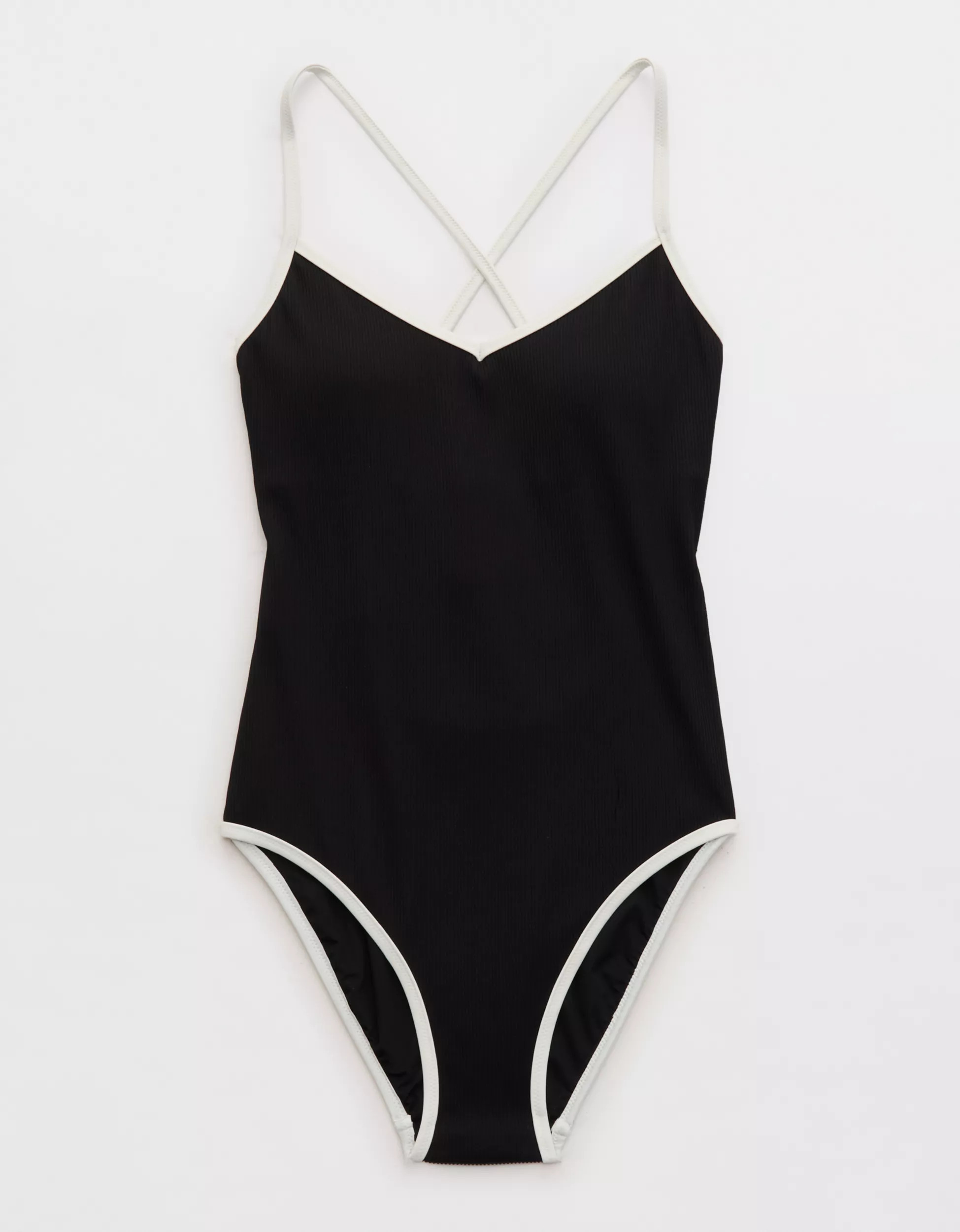 Aerie Ribbed Strappy Full Coverage One Piece Swimsuit | Aerie