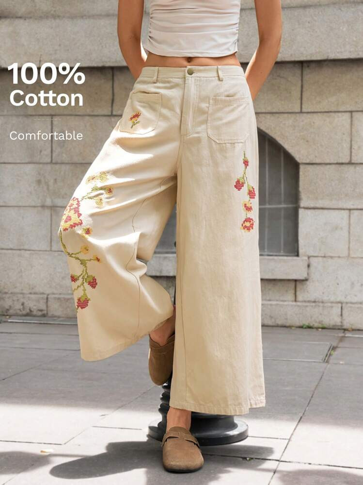 Bohemela Plus Size Women Floral Print Loose Wide Leg Casual Pants For Holiday,Summer Pants,Vintage | SHEIN