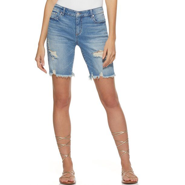Scoop Women's Destructed Bermuda Jean Shorts | Walmart (US)