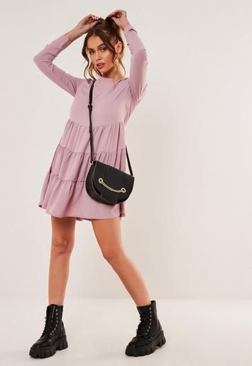 Blush Chiffon Tiered Smock Dress | Missguided (US & CA)