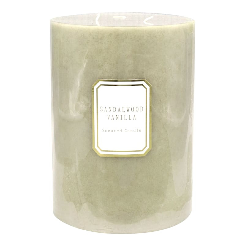 Sandalwood Vanilla Scented Pillar Candle, 6x8 | At Home