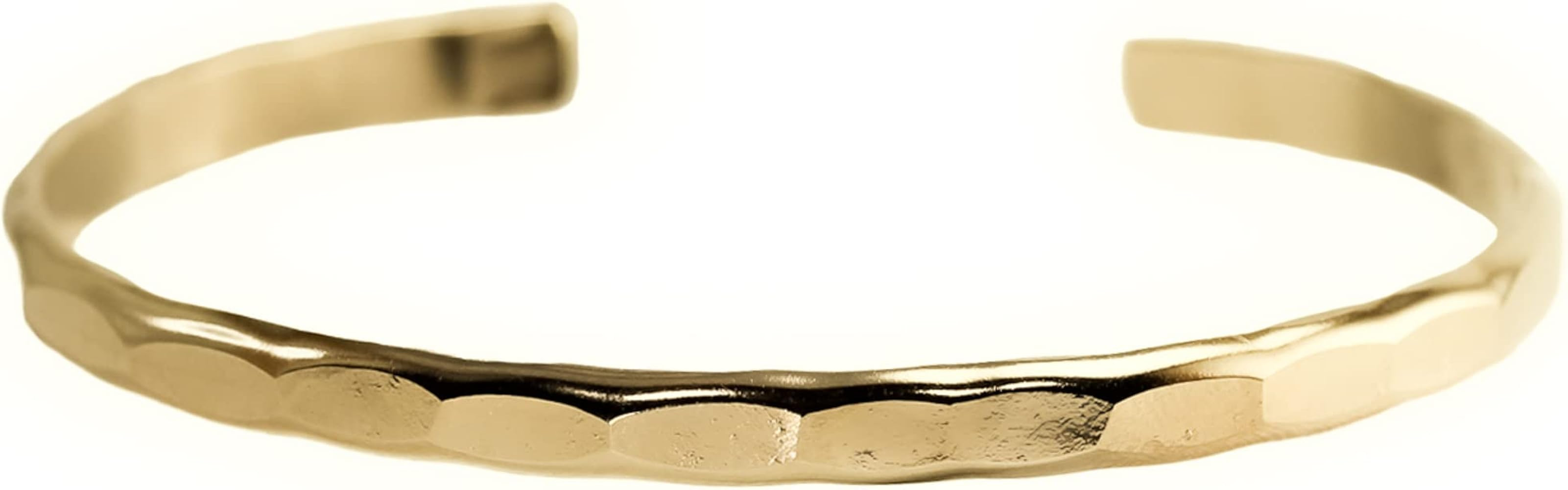 Wide Hammered Cuff Bracelet; Elegant Silver, Gold, and Rose Gold Filled Bangle with Heavily Hamme... | Amazon (US)