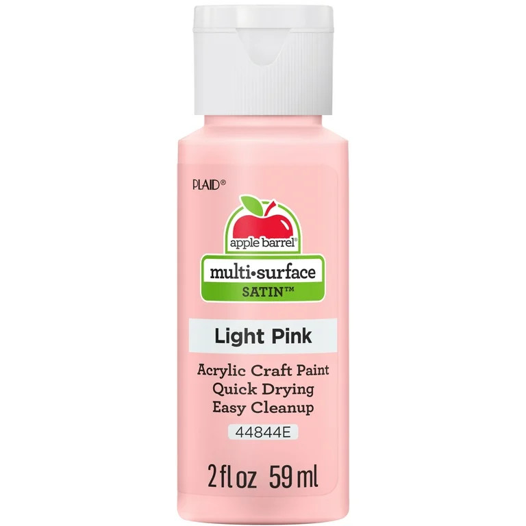 Apple Barrel Multi-Surface Acrylic Craft Paint, Satin Finish, Light Pink, 2 fl oz | Walmart (US)