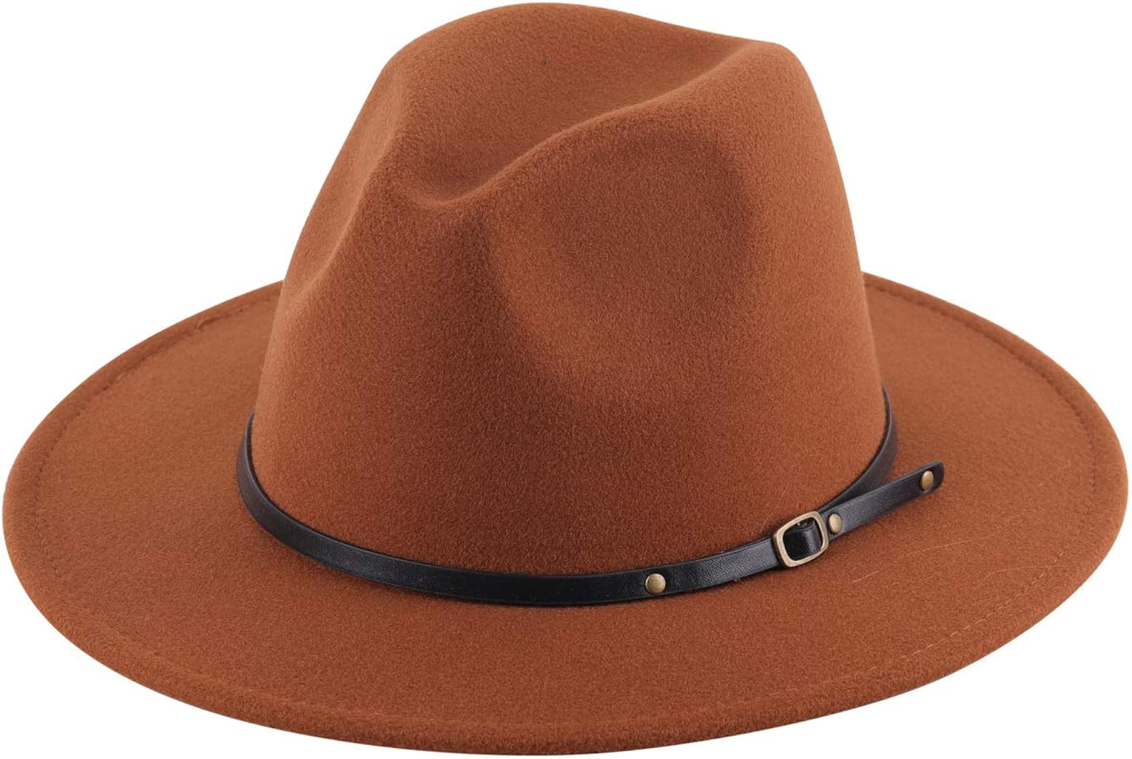 Women Lady Retro Wide Brim Floppy Panama Hat Belt Buckle Wool Fedora Hat Fit Size 6 8/7-7 1/4 | Amazon (US)