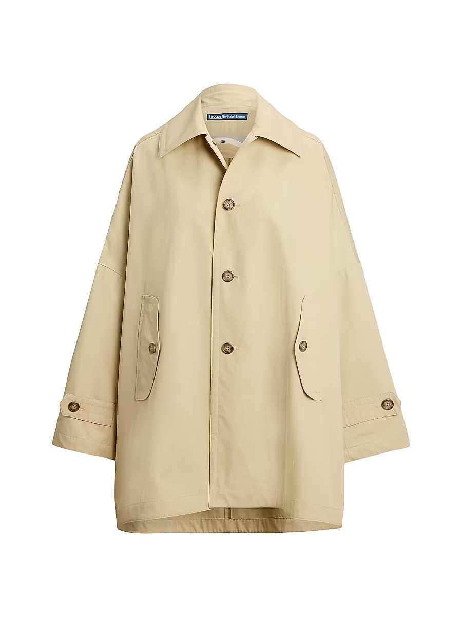 Women's Oversized Cotton Twill Car Coat - Tan - Size XS | Saks Fifth Avenue