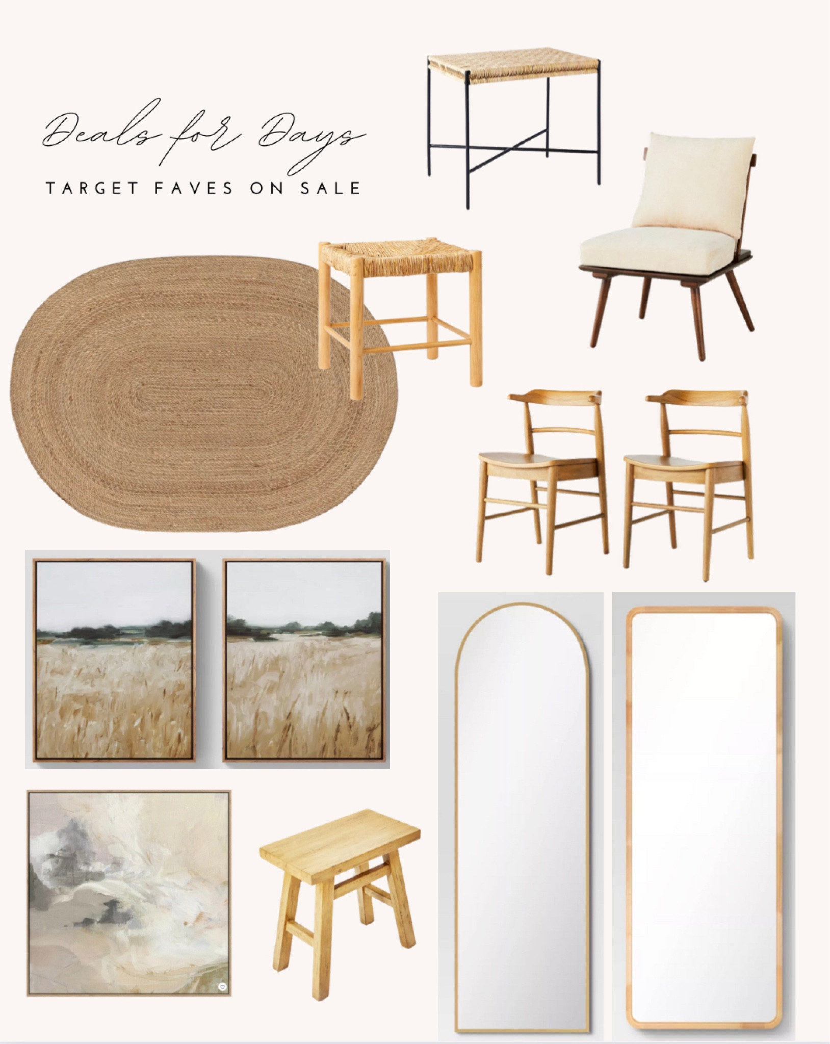 Target sale finds. Accent chair, rug perfect for entry way, wall art landscape, full length mirror, dining chairs wood, stools. The best of targets furniture and home sale! 

#LTKhome #LTKsalealert #LTKSeasonal