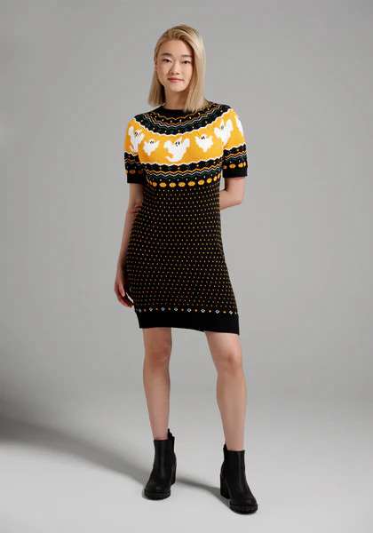Jump Scare Short Sleeve Fair Isle Sweater Dress | ModCloth