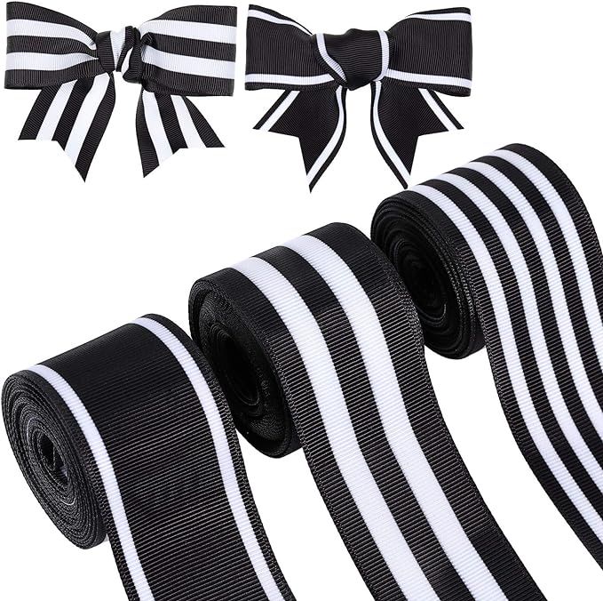 3 Rolls Striped Grosgrain Ribbons 5 Yards 1-1/2 Inch Wide Striped Ribbon Grosgrain Fabric Ribbons... | Amazon (US)