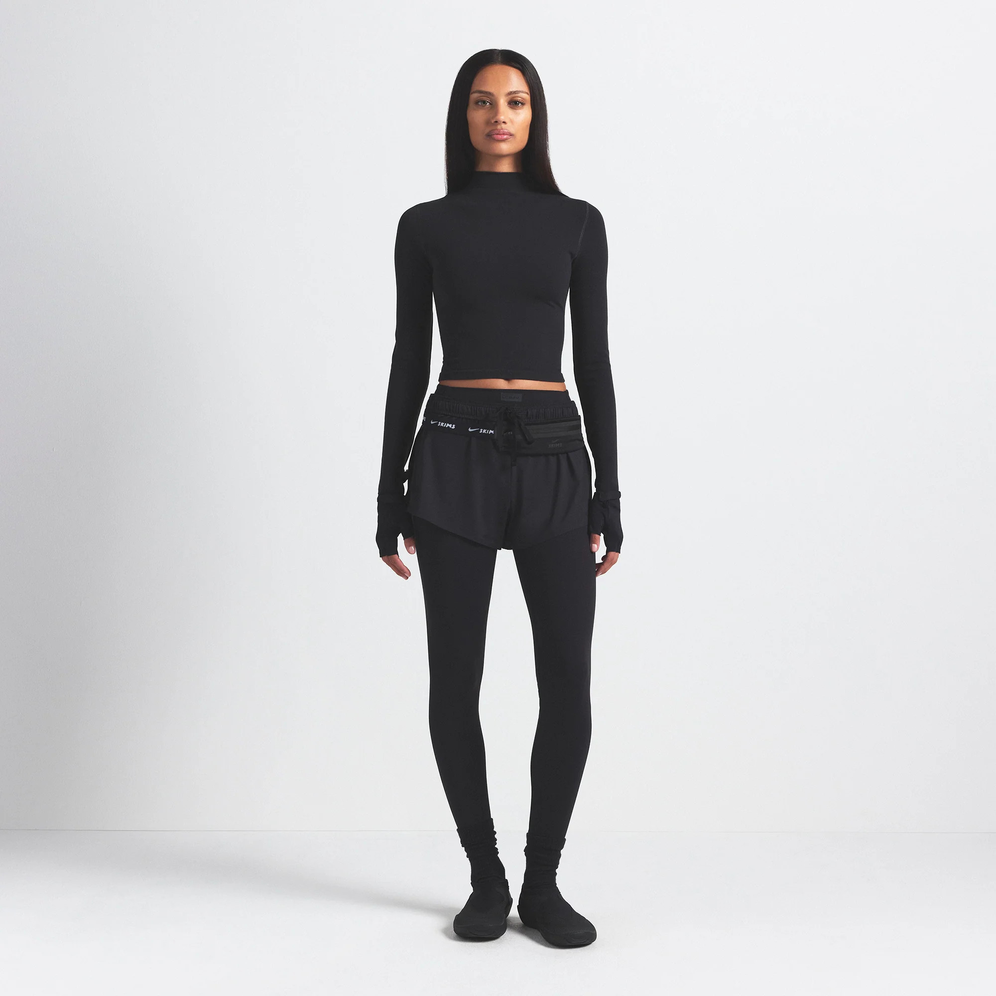 SKIMS Mock Neck Crop Top | Black | Large | NikeSKIMS Vintage Seamless | SKIMS (US)