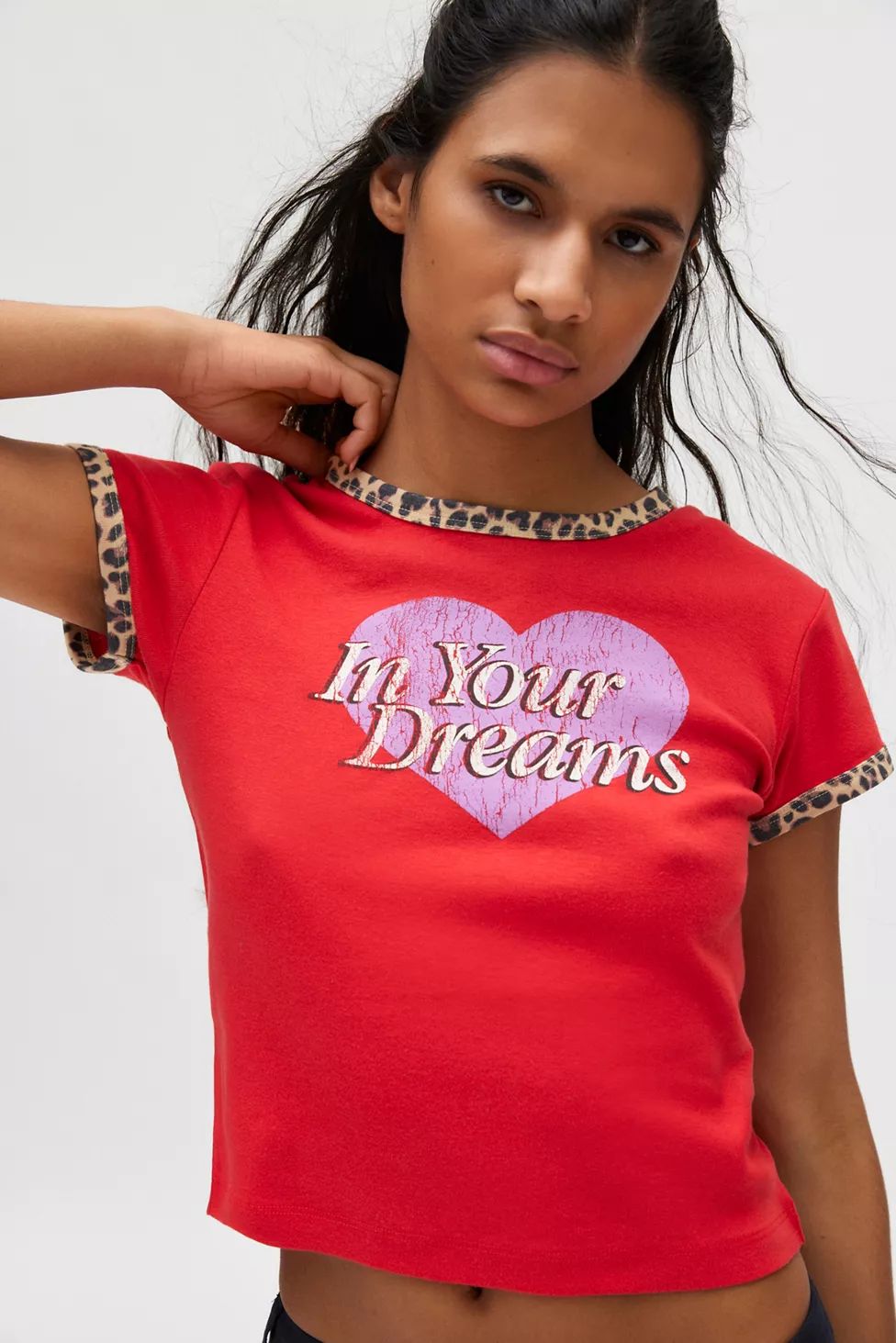 In Your Dreams Leopard Graphic Ringer Tee | Urban Outfitters (US and RoW)