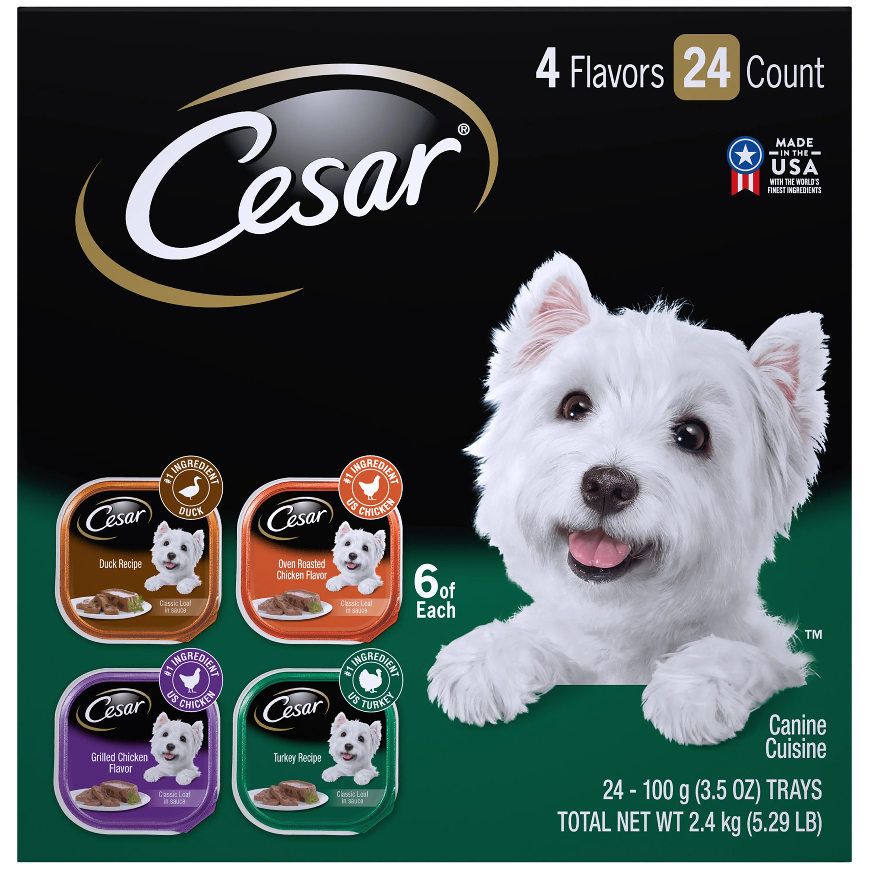 (24 Pack) CESAR Wet Dog Food Classic Loaf in Sauce Poultry Variety Pack, 3.5 oz. Easy Peel Trays ... | Walmart (US)