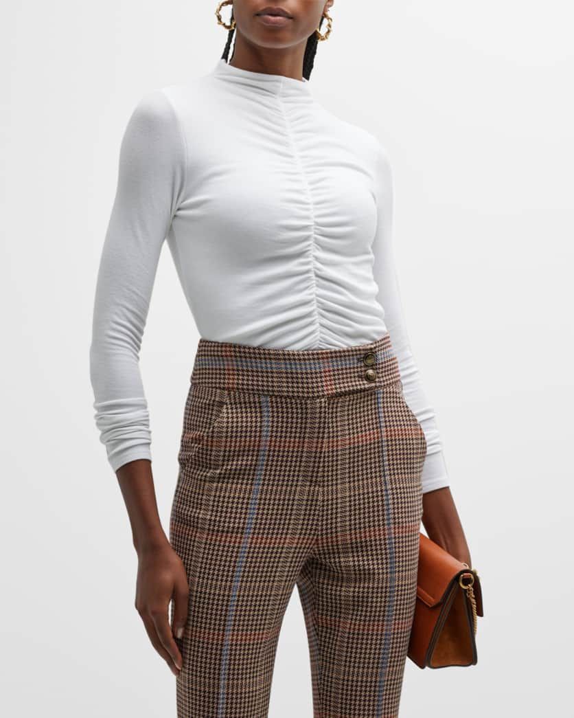 Veronica Beard Jeans Theresa Knit Ruched Turtleneck | Neiman Marcus