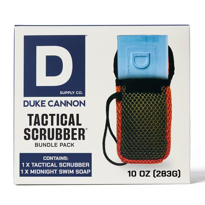 Duke Cannon Supply Co. Tactical Scrubber and Men's Bar Soap Bundle - Midnight Swim - 10oz | Target