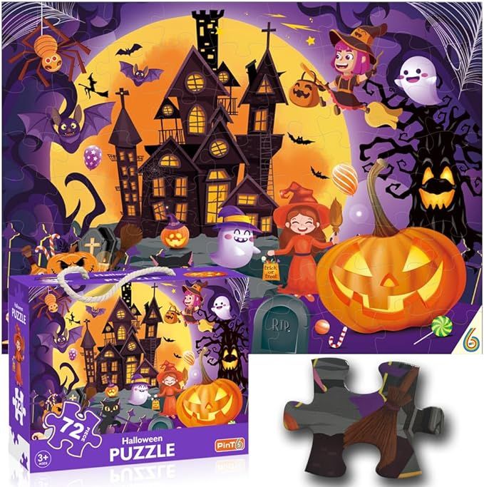 Halloween Jigsaw Puzzle for Kids Ages 3-5 4-8 Year Old and Up，Jumbo 72 Piece Puzzle Fancy Toddl... | Amazon (US)